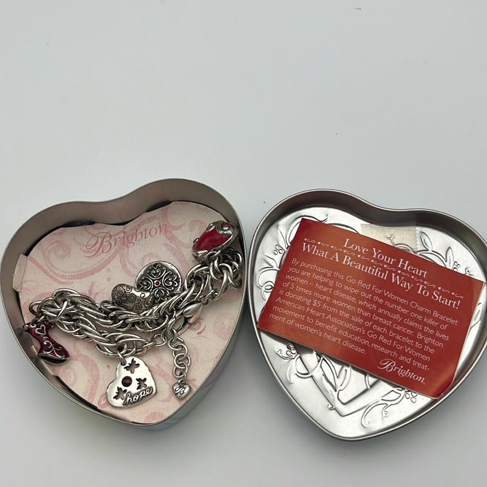 Brighton Love Your Heart Go Red For Women heart dangly charm bracelet